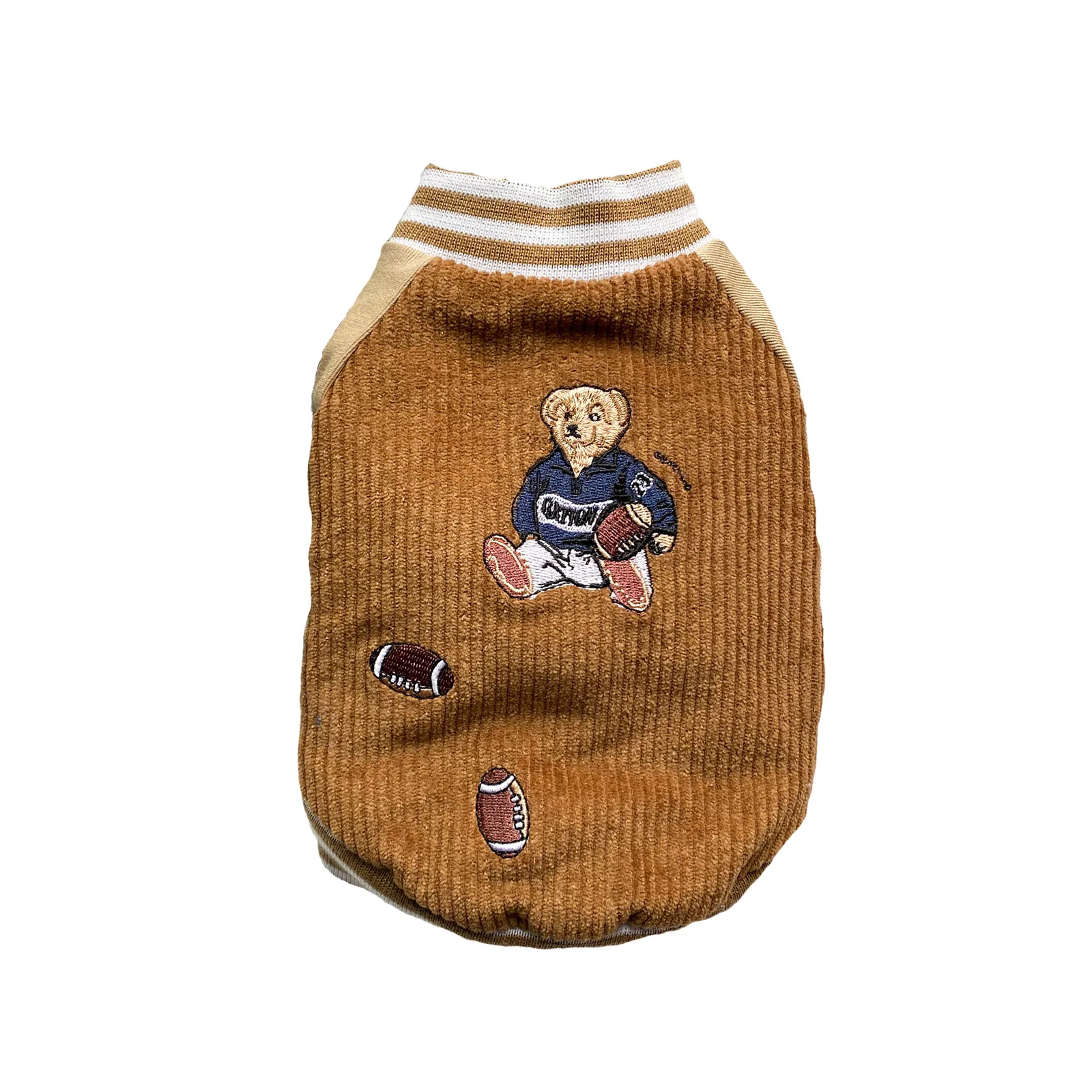 Pet Corduroy Trendy Baseball Clothes Dog Clothing Winter Teddy Warm Jacket Cute Teddy Bear Autumn Winter Clothing Puppy Clothes