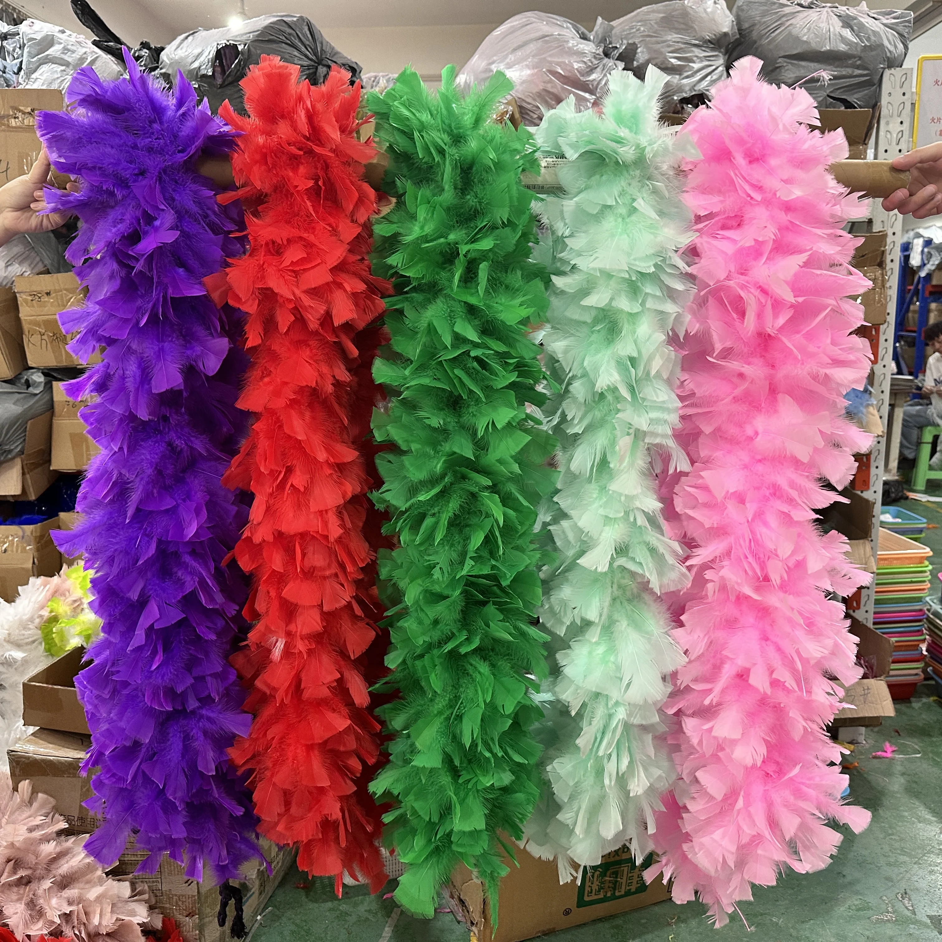 200G Natural Turkey Feather Boa Fluffy Marabou Plume for Scarf Carnival Stage Decoration Accessories Crafts 2 Meters Pluma Shawl