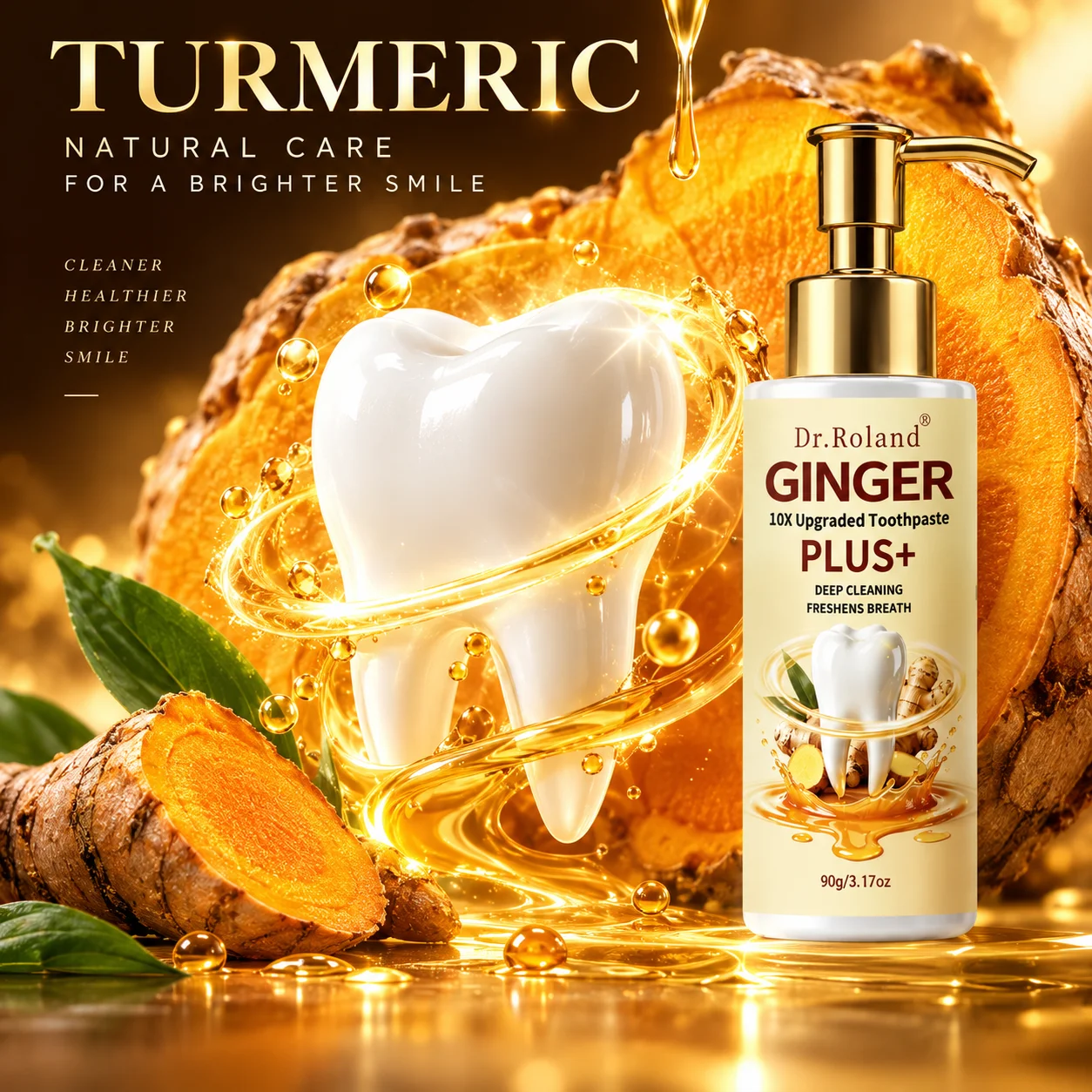2PC Turmeric Whitening Toothpaste Nano Hydroxyapatite Baking Soda Deep Cleaning Stain Removal Sensitive Teeth Mint Fluoride Free