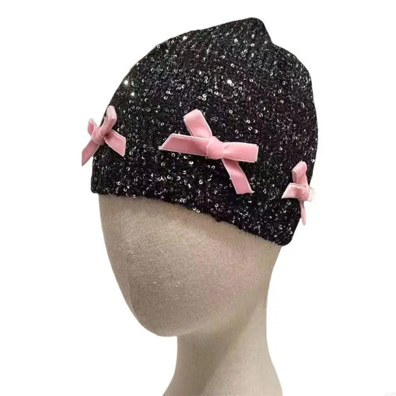Bowknot Sequined Hat Multifunctional Comfortable Hat Softable Handmade Hat Fashion Accessory
