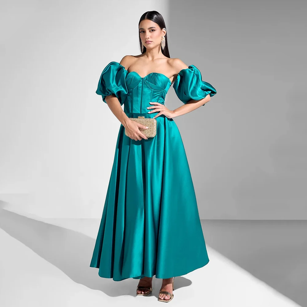 

Зеленое вечернее платье трапециевидной формы длиной до щиколотки, платье для выпускного вечера без бретелек, вечернее платье без рукавов со шнуровкой сзади, Саудовское платье