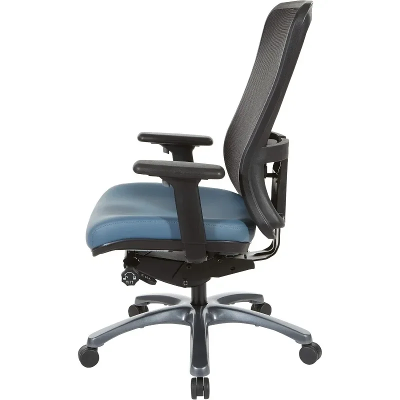 Silla de oficina profesional de respaldo alto con malla transpirable y soporte Lumbar ajustable, Base con acabado de titanio