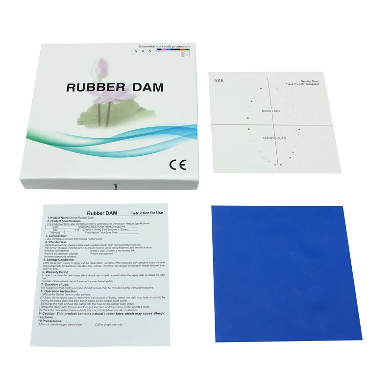 0.22mm 1box Dental Rubber Dam Sheet Natural Latex Rubber barrier Dams Blue color Teeth Whitening For Adult dental Supplies