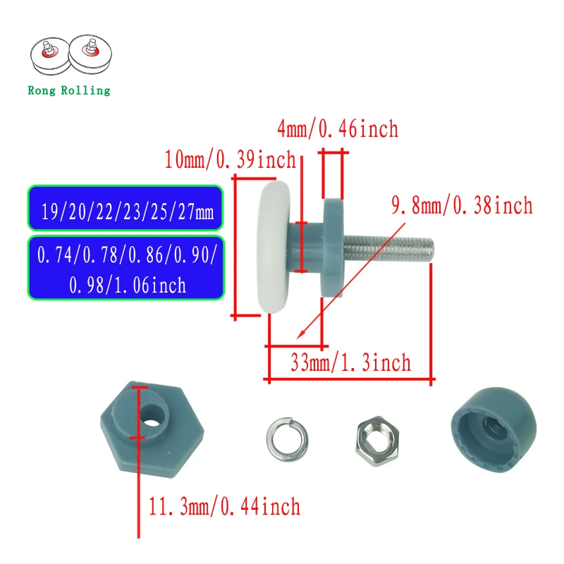 4pcs sliding shower door nylon runner/rollers/wheels/pulley diameter 19mm/22mm 23mm/25mm/27mm Shower Room  Cabin Accessories.
