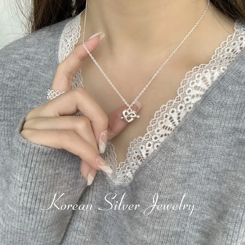 

Japanese and Korean New S925 Sterling Silver Heart-Shaped Design Necklace for Women Simple Elegant Ins Internet Celebrity Xiaoho