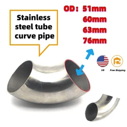 90 Degree Bend Elbow Pipe 201 Stainless Steel tube curve pipe OD 51mm 60mm 63mm 76mm