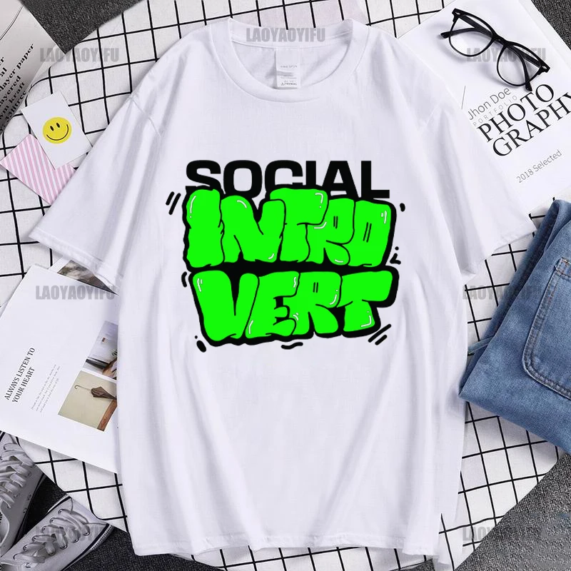 

PERSONALITY - This is Me "Social Extrovert" Printing Shirt Summer Men's T-Shirt Fashion Short Sleeve Clothing Streetwear Cotton