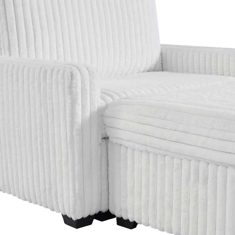 أريكة كبيرة من القماش المنجد باللون الأبيض من تشيسترفيلد لغرفة المعيشة #5