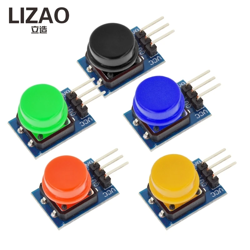 LIZAO 5PCS 12X12MM Big Key Module, High Level Output Light Touch Switch Module With Button Hat for Arduino