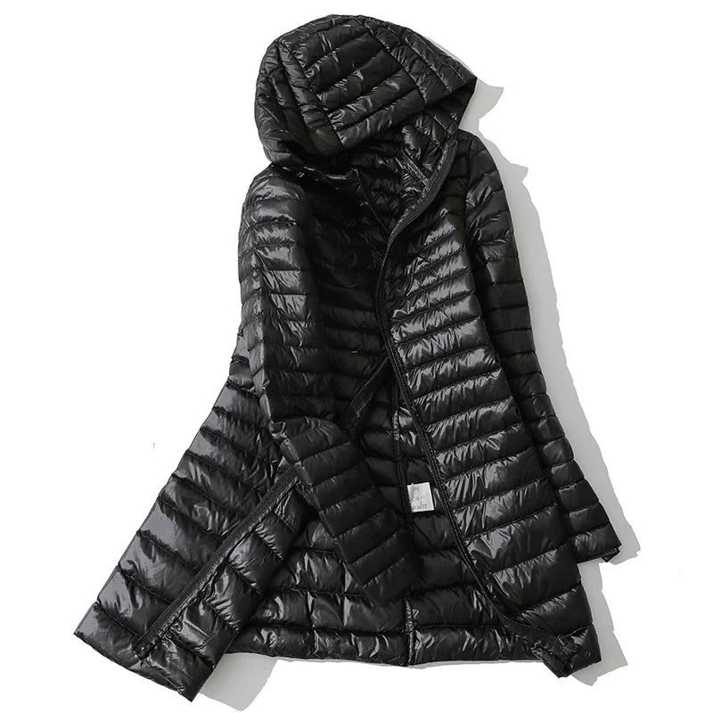 Autumn Hooded Duck Down Jackets Women 2023 Winter Ultralight Portable Long Puffy Down Coat Female Feather Quilted Parkas 5XL 6XL