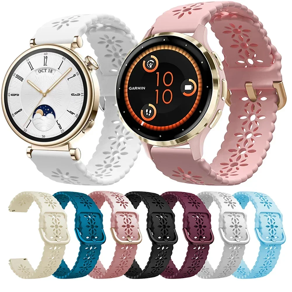 Pulseira de relógio de silicone para Garmin, Pulseira para Venu 2S, 3S, Vivoactive 4S, Vivomove 3S, Forerunner 255S, 265S, 18mm