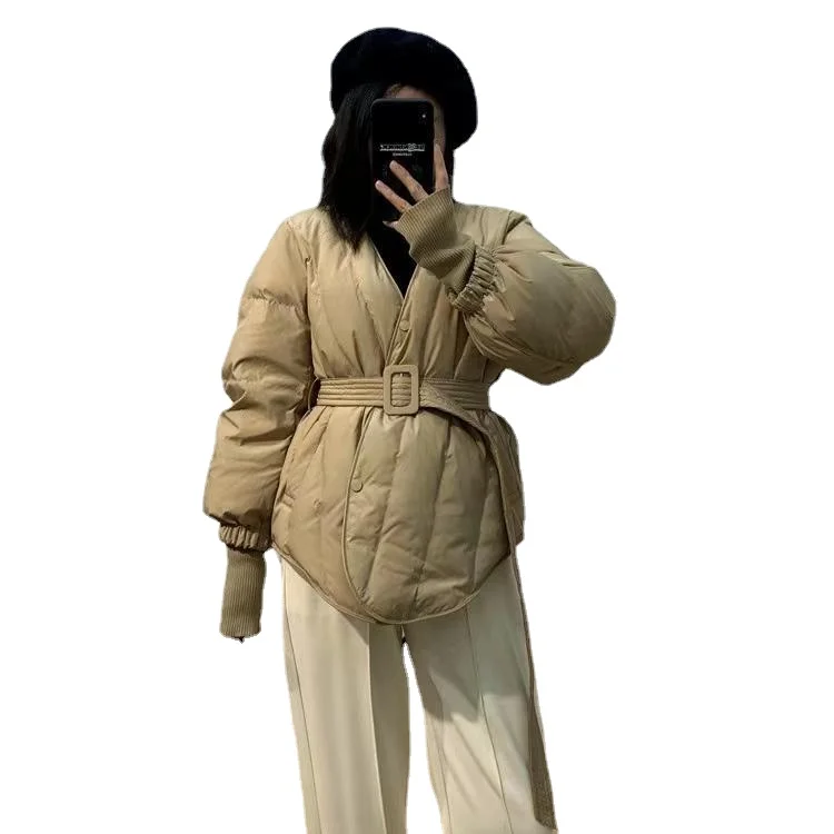 2023 neues Design Frauen Winter feste Schärpen Mantel weibliche dicke hochwertige Studenten Outwear süße Damen Jacke Streetwear