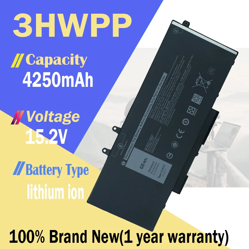 3HWPP 68 Втч аккумулятор для ноутбука Dell Latitude 5401 5410 5411 5501 5510 5511 Precision 3541 3550 3551 1VY7F N2NLL 3YNXM 3HWPP 68 Втч аккумулятор для ноутбука Dell Latitude 5401 5410 5411 5501 5510 5511 Precision 3541 3550 3551 1VY7F N2NLL 3YNXM