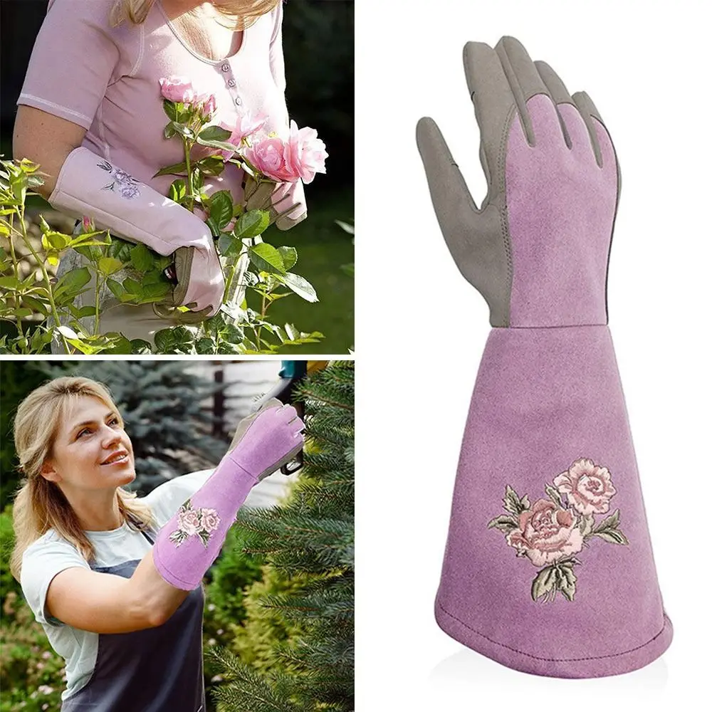 Guantes de jardinería transpirables, guantes largos de trabajo impermeables, guantes de seguridad antideslizantes para jardín