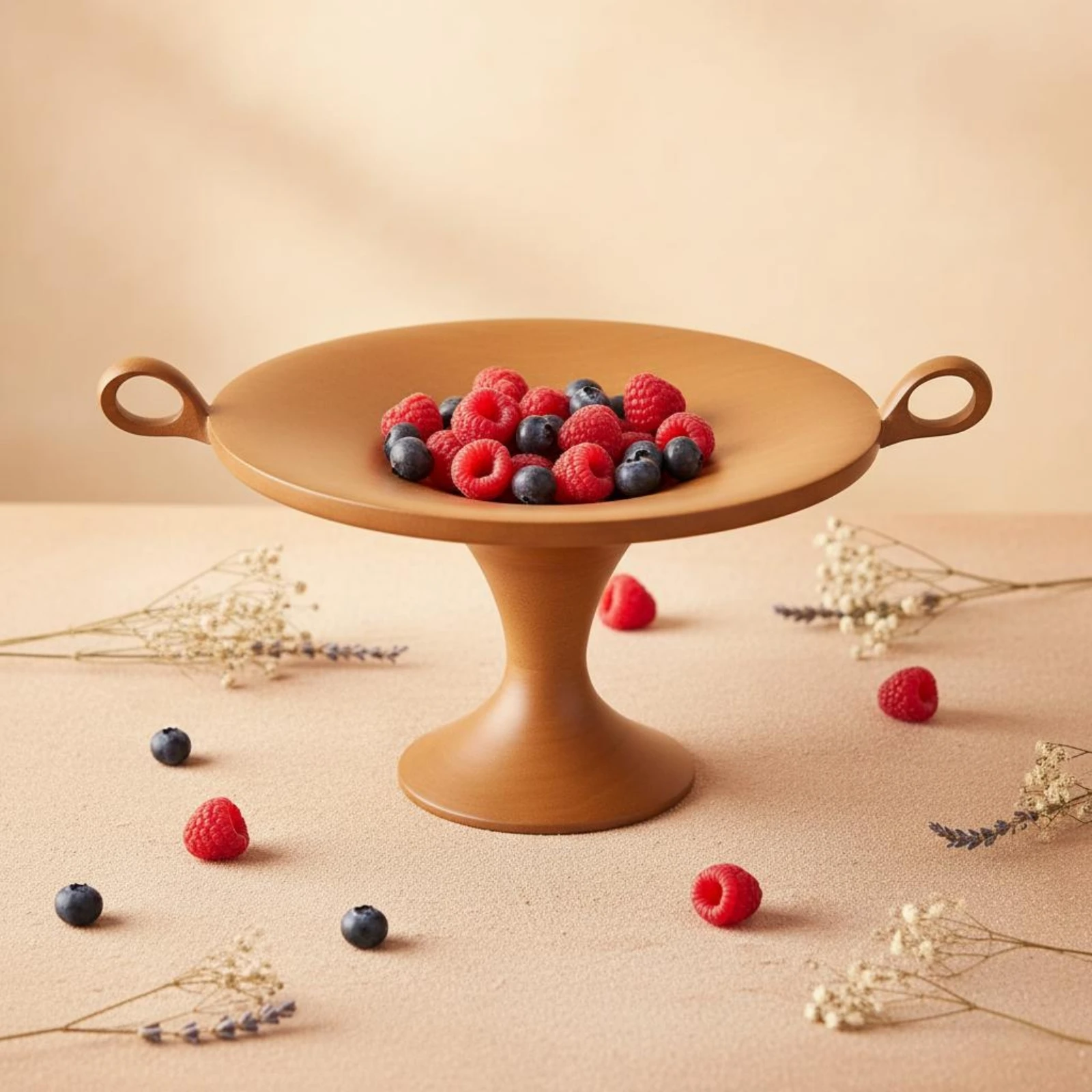 

Home Decor Wooden Pedestal Wohnaccessoire Fruit Tray Tableware Hand Carved Snack Platter for Living Room Setup