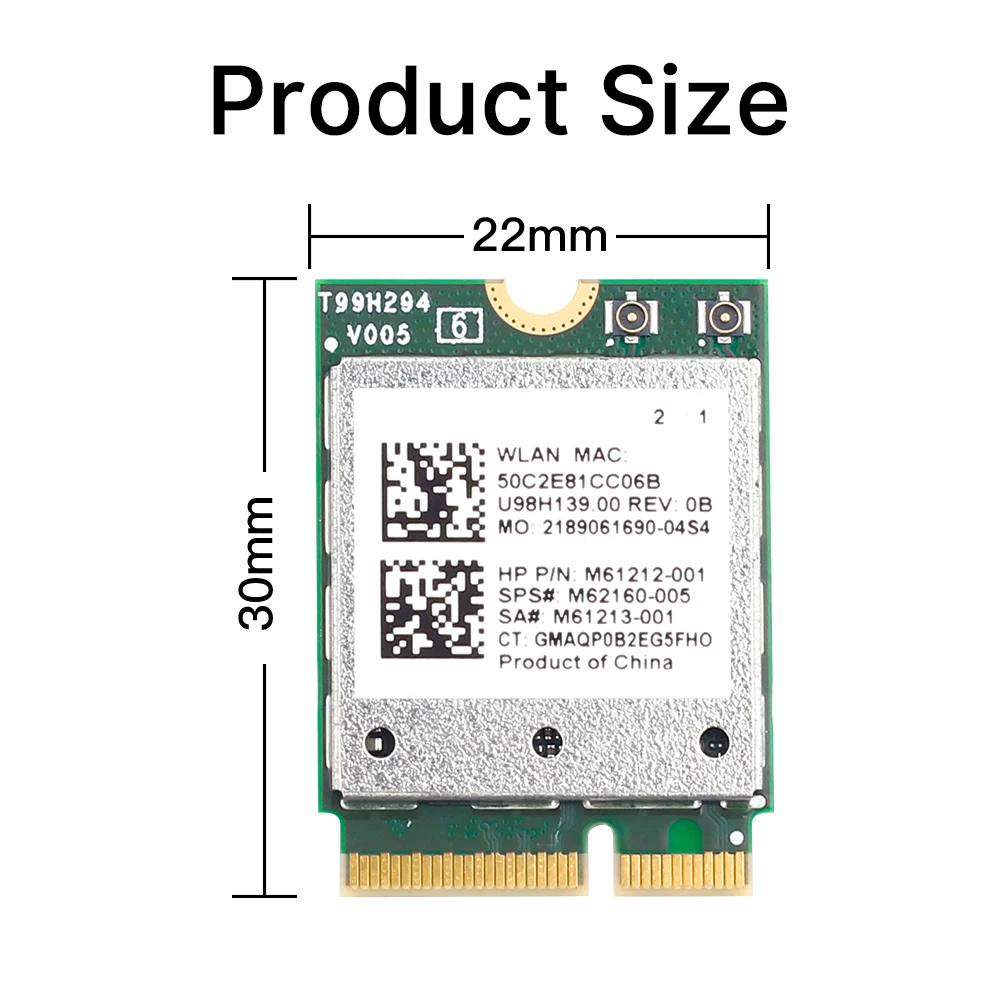 Qualcomm QCNFA765 WiFi 6E M2 Key E BT 5.2 Wireless Adapter Tri band 2.4/5/6Ghz 2400mbps 802.11ac/ax Network Card NFA765