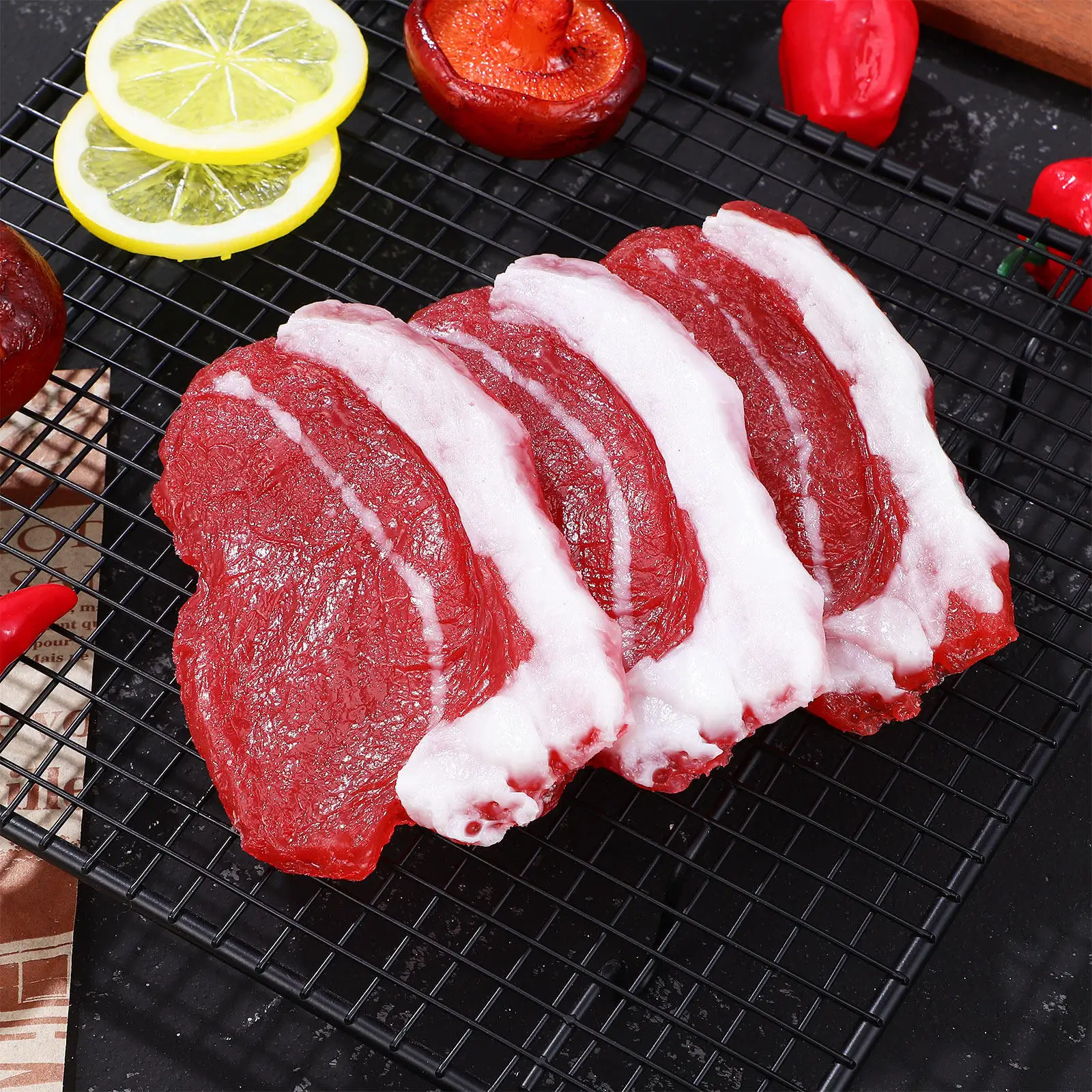 

3Pcs Creative Pork Adornment Extremely Delicate Simulation Pork for Long Term Use in Home Decor and Commercial Display