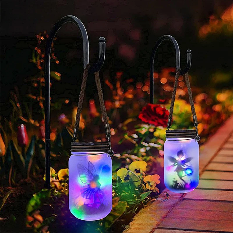 

Solar-powered outdoor waterproof patio lights, small night lights, garden and balcony Mason jar lights