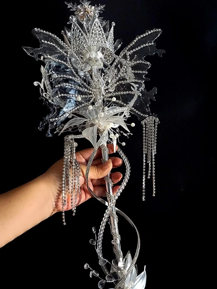 Crystal Butterfly Scepter Bouquet Bride Handmade Wedding Wedding Bouquet