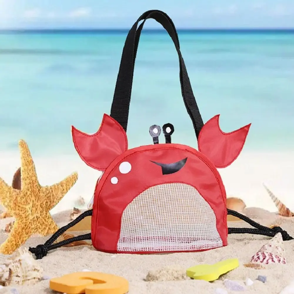 Draagbare Leuke Krabvormige Strand Mesh Tas Speelgoed Verzamelen Netto Rits Opbergzakken Holding Strand Shell Baby Strandtassen Meisjes