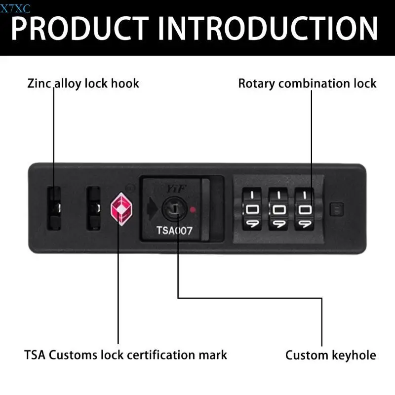 

X7XC Suitcase Lock with 3 Digit Number Luggage Lock for Business and Student Travel