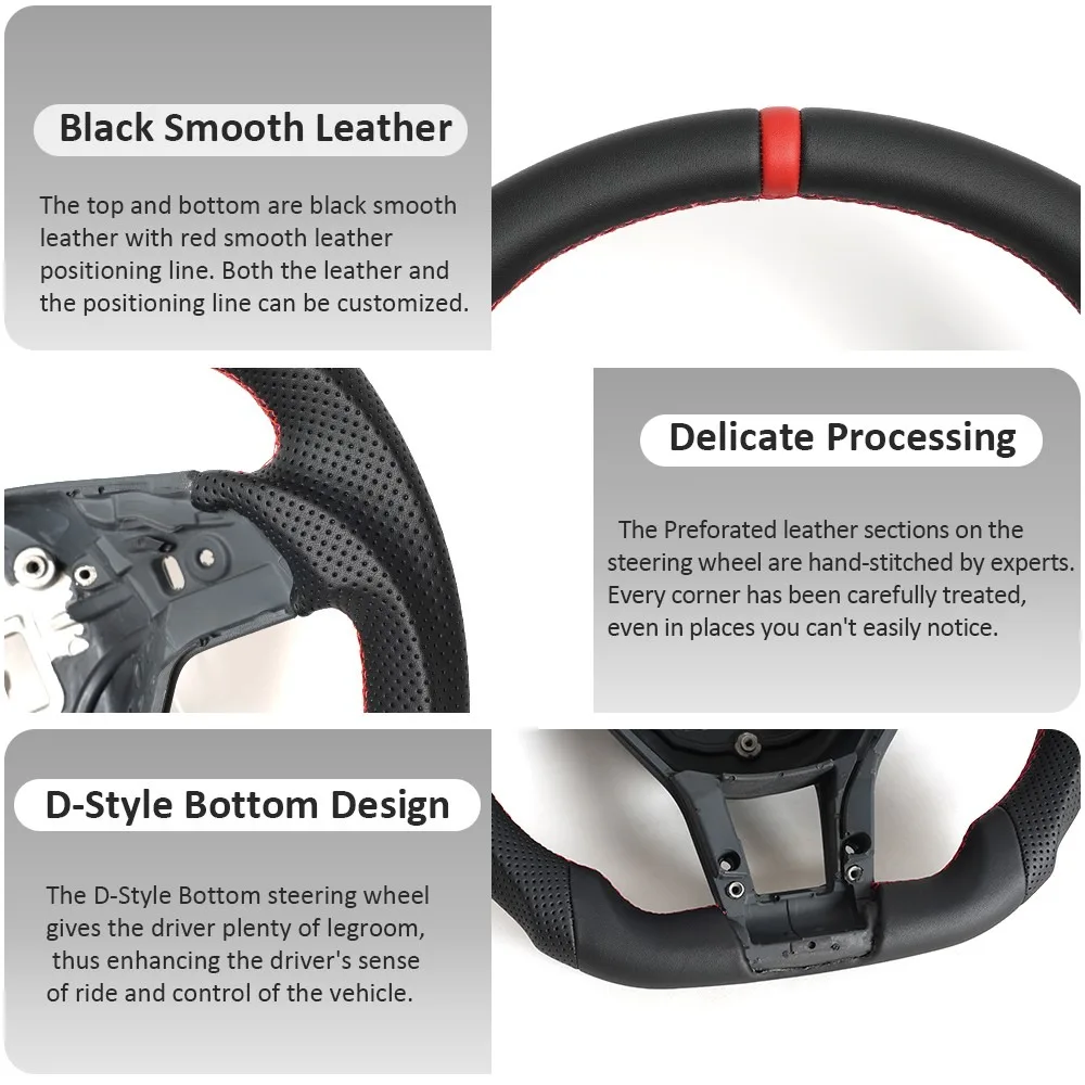 

Full Leather Steering Wheel Red Center Line Fit For Benz AMG CLA 45 A45 CLS SLK SLS E63 2012-2014 Triangular Paddle Hole Version