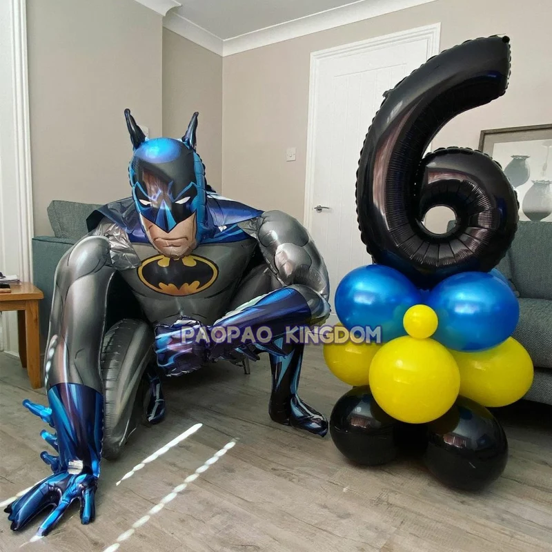 3D Batman Number Aluminum Foil Balloons Set Batman Spiderman Birthday Party Decoration Baby Shower Supplies Globos