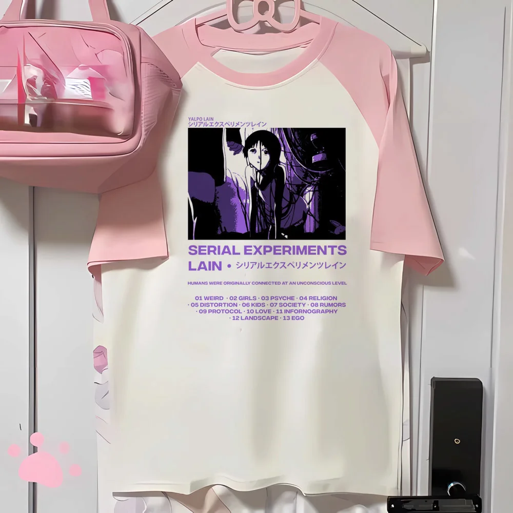 Serial Experiments Lain t-shirt female 80s gyaru kawaii top tees jojifuku manga emo