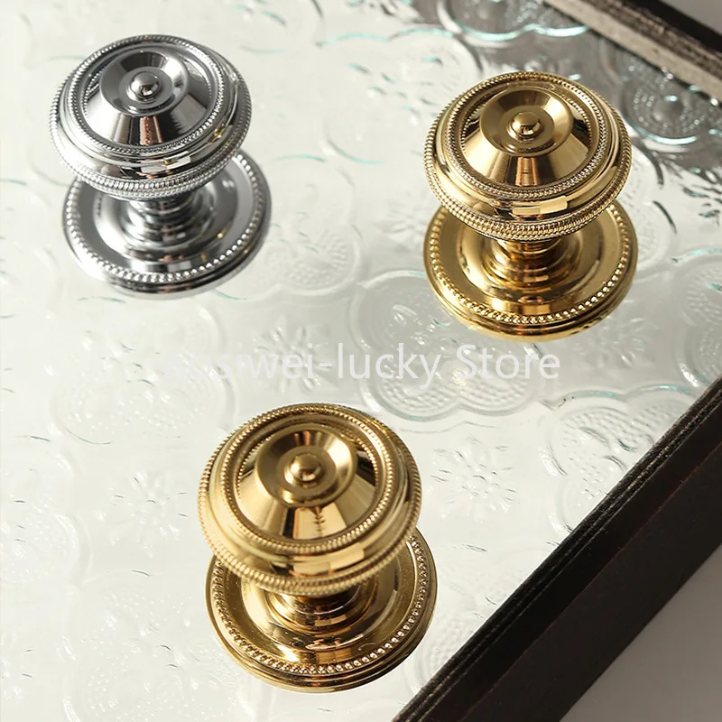 Gagang Padat Kuningan Amerika Retro, Lemari Modern Mewah Ringan Eropa, Gagang Tembaga Murni Lubang Tunggal untuk Laci Kabinet