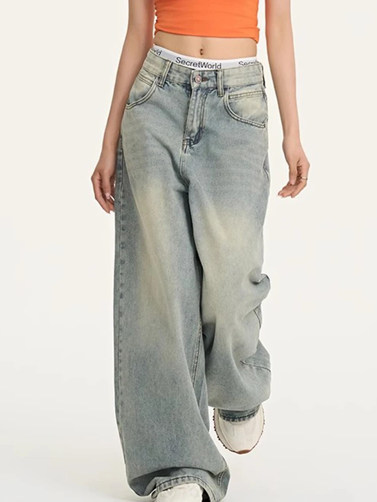 

Fashion Street Retro Woman Jeans Y2K New Low Waist Slim Loose Women Jeans Casual Chicly American Wide Leg Pants Female