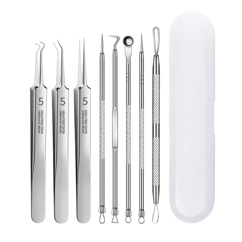 1/8 Uds PcCell espinillas removedor de espinillas Clip pinzas ultrafinas puntos negros Extractor de espinillas aguja para acné limpiador Facial piel