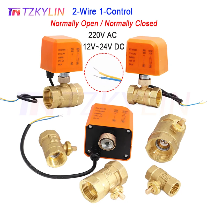 

1/2" 3/4" 1" 2" Normally Closed Motorized Ball Valve 220V 12V 24V 2-Wire Brass Electric Ball Valve Replace Solenoid Valve