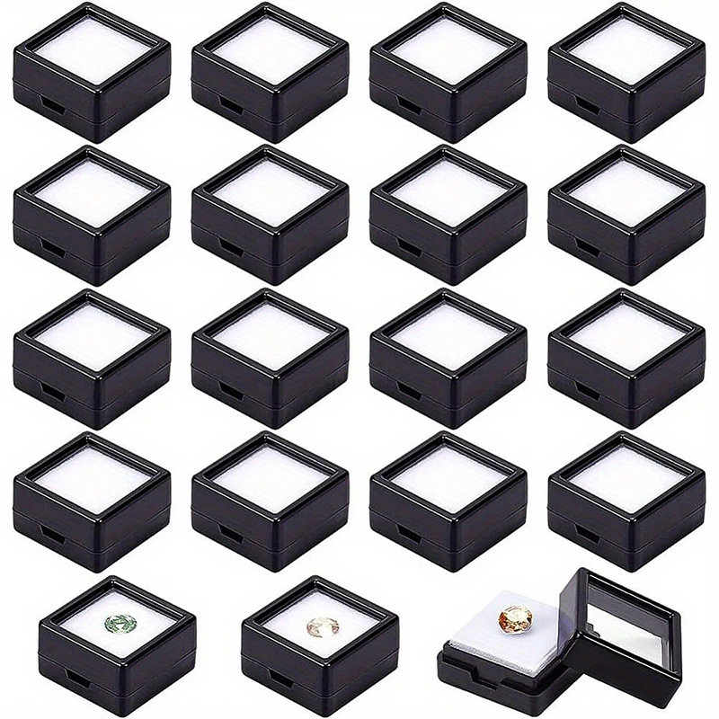 Lot of 70 Clear Gemstone Display Box Face Bare Stone Gemstone Plastic Clear  Diamond Display Box Gemstone Diamond Container