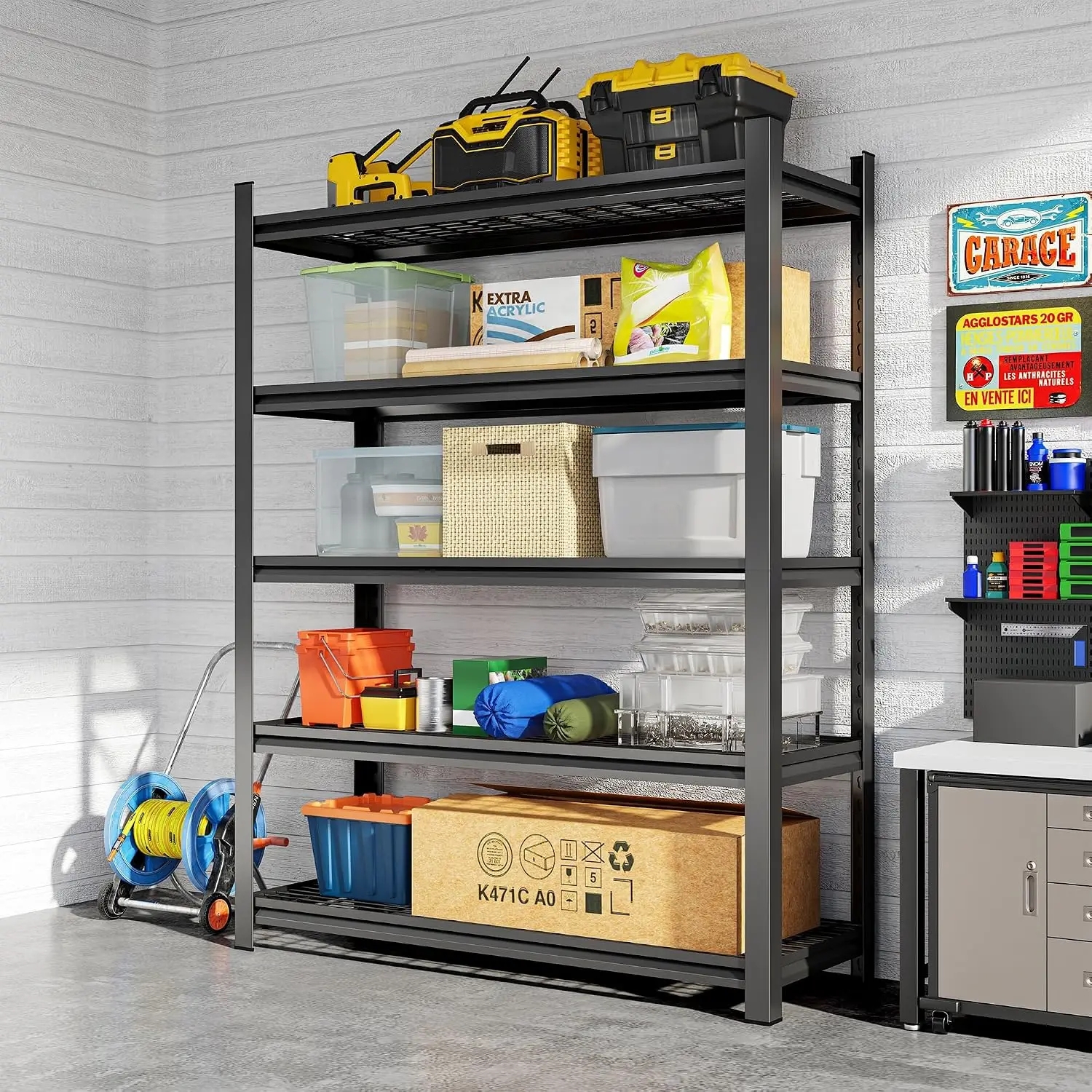 Heavy Duty 5-Tier Metal Storage Rack 2500LBS Adjustable Garage Shelving 71
