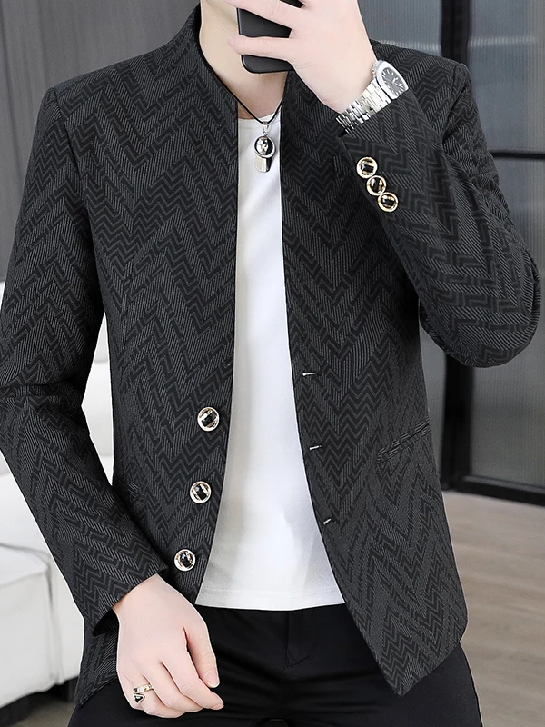 

Men's Casual American Style Jacket Coat Warm Breathable Standard Fit Button Decor Fake Slit Pure Polyester Fiber Full
