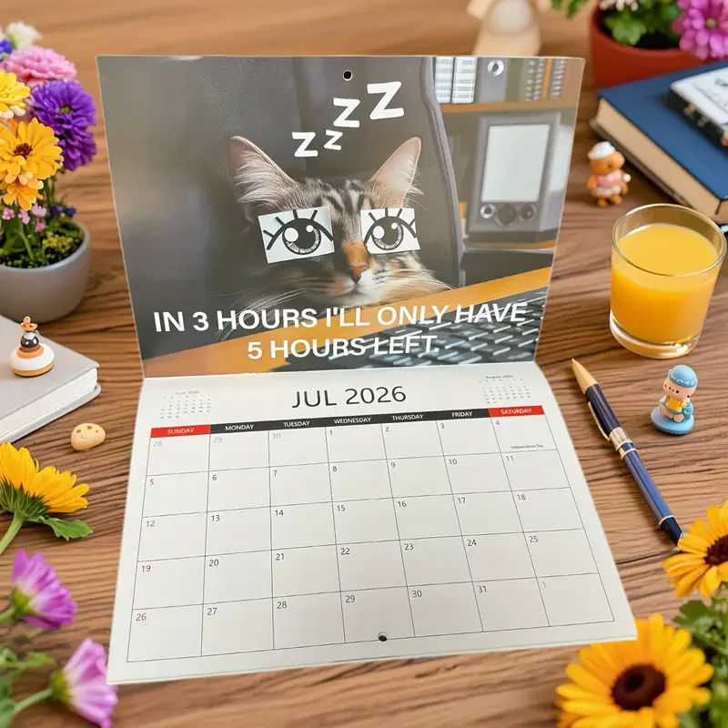 2026 Calendar Cat Design Hangable Calendar Corporate Cat Calendar Wall Calendar Monthly Weekly Planner for Bedroom Study Room