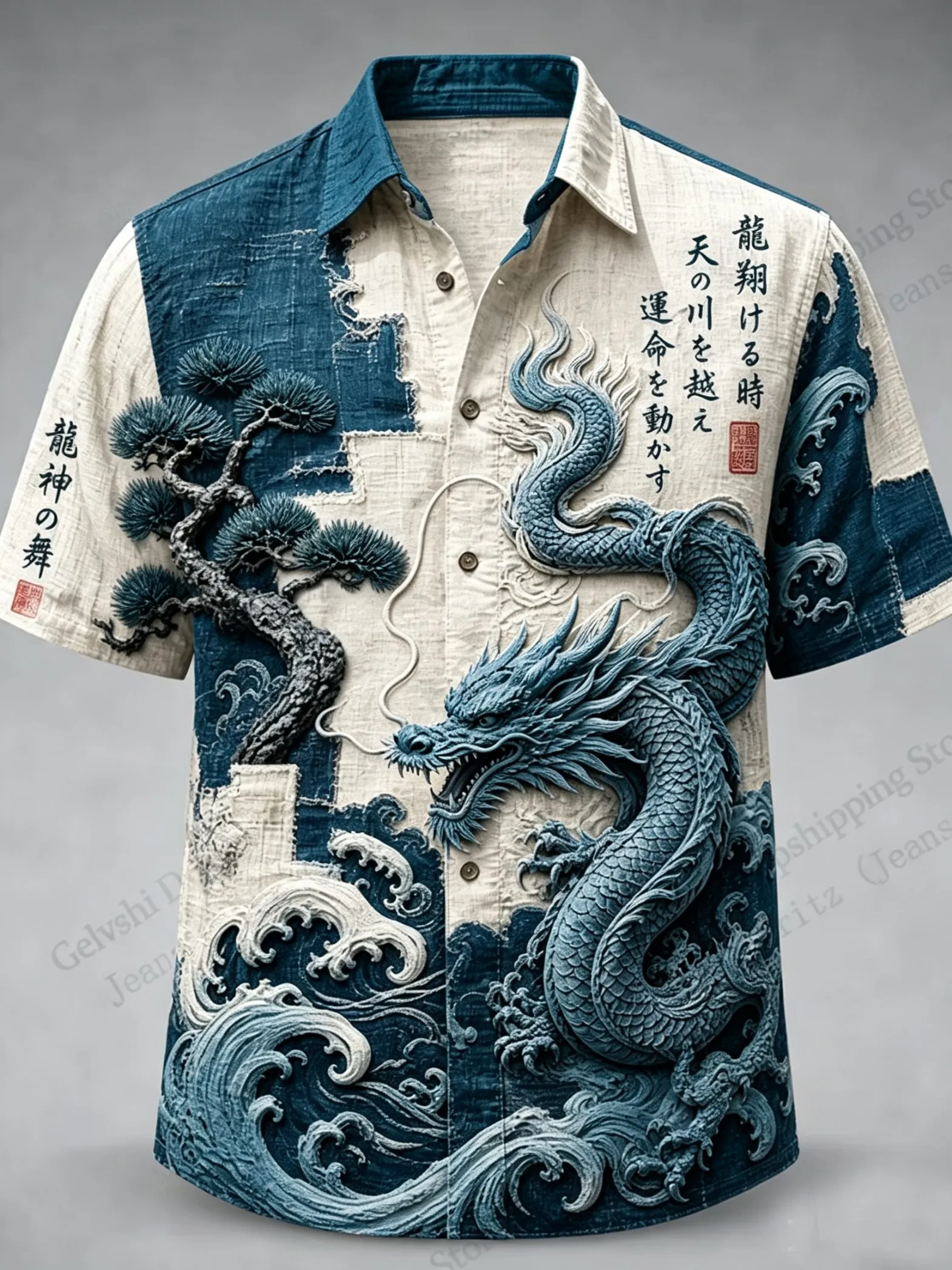 Chinese Dragon Elegant 3D Print Hawaiian Shirt Men Women Fashion Vintage Short Sleeve Single-breasted Shirt Men Clothes New Year