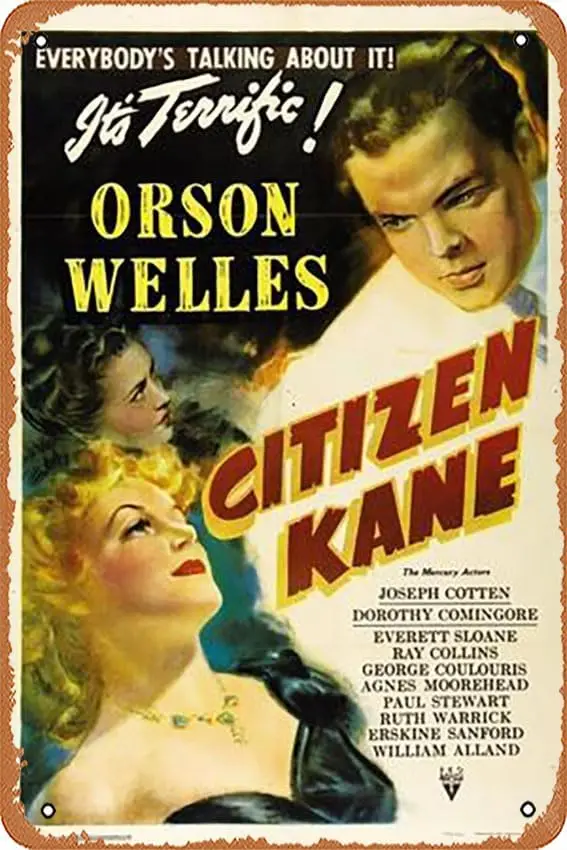 Metal Tin Sign  - Kane, Directed by Orson Welles, 1941 Poster Plaque Cafe, Bar, Home Wall Decor, liguihan01651