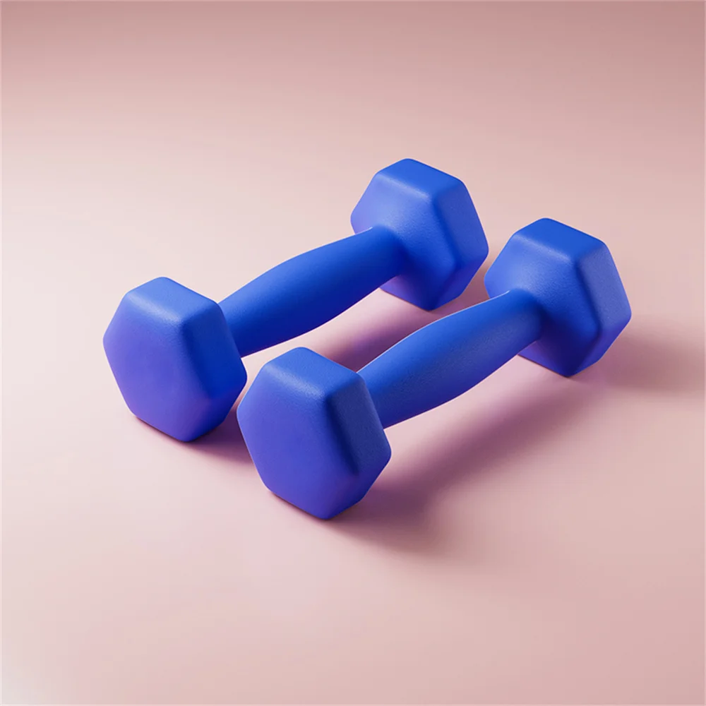 Vinyl Dumbbells Dumbbell  Female Lady Dumbbell Hexagon Shape With Vinyl Coating 2kg(Set Of 2)