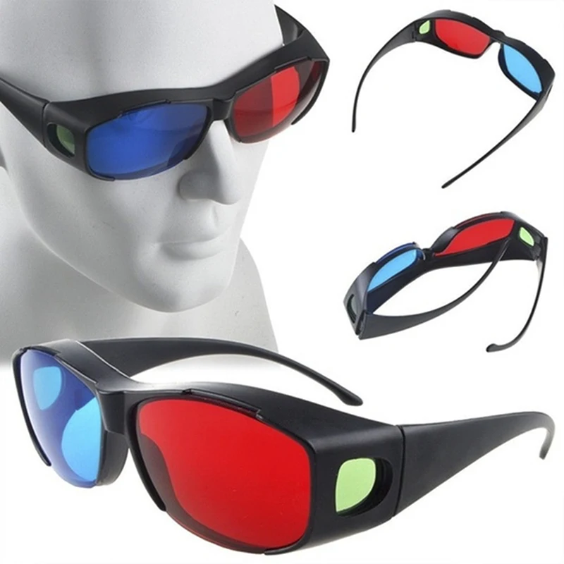 Red Blue 3D Glasses Black Frame For Dimensional Anaglyph TV Movie DVD Game Tools