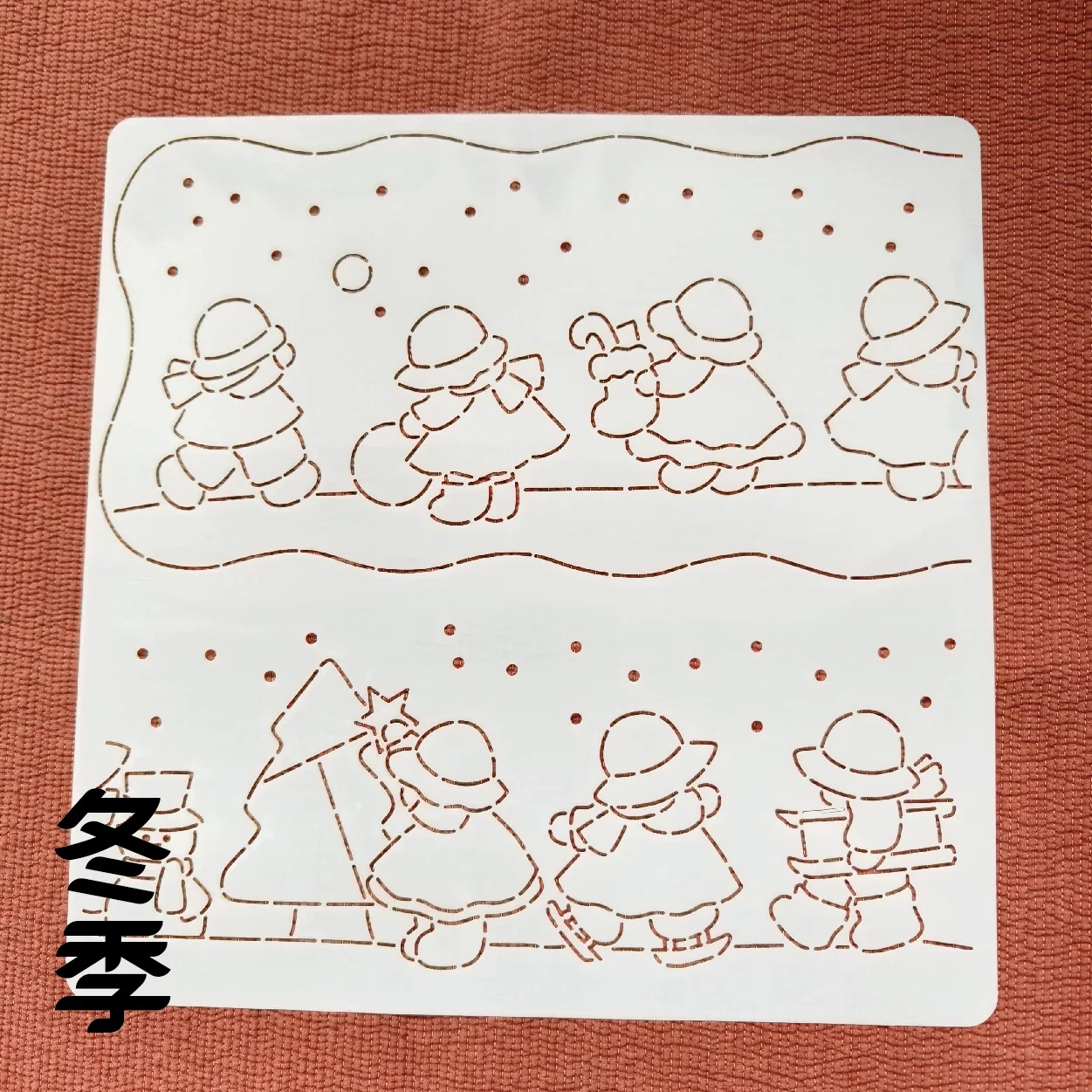 Sashiko Template 30cm four season girl  Embroidery Stencil Reusable PET formwork for Embroidery,coaster Fabric Drawing tool