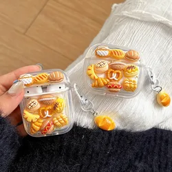Cute 3D Simulated Bread Food Glitter Epoxy Case For Apple Airpods Pro 2nd 1 2 3 4 Cartoon Clear Wireless Bluetooth Headset Cover