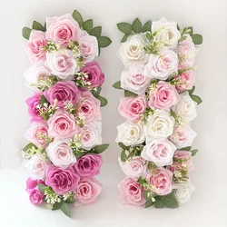 Artificial Flower Arch Flower Row Decoration Wedding Reception Floral Centerpiece Dining Table Table Runner Living Room Banquet