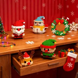 DIY Christmas Santa Claus Building Blocks Set Christmas Themed Brick Ornaments Mini Block Figures Christmas Birthday Gifts Kids