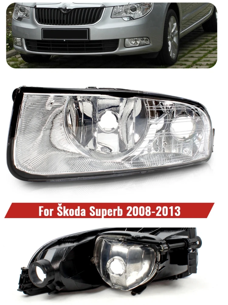 Lewe światło samochodowe do Skody Superb MK2 2008 2009 2010 2011 2012 2013 Stylizacja samochodu Przedni zderzak Światło przeciwmgielne bez żarówek — zdjęcie 2