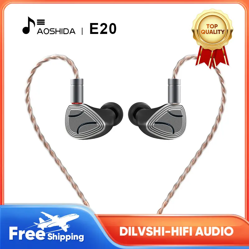 

AOSHIDA E20 HiFi Earphone 10mm Beryllium Coated Dynamic Driver Audio Earphone 8mm DLC Diaphragm In-ear Headphone 3.5mm Earset