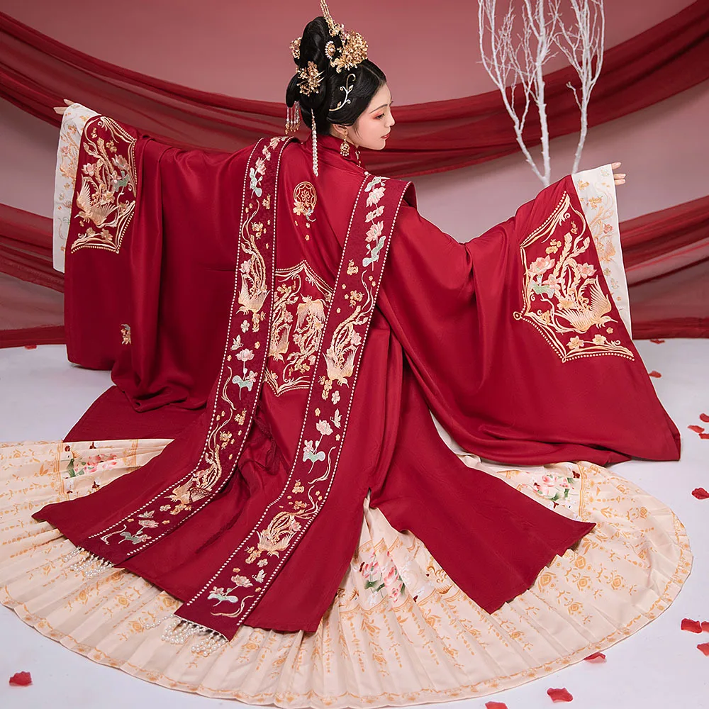 Huagongming Collar Hanfu Neck Placket Waist Shawl Machine Embroidery Wedding Clothes Spring and Autumn
