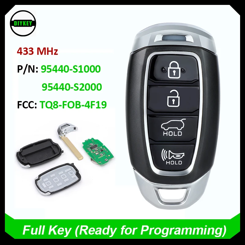 

DIYKEY 95440-S1000 / 95440-S2000 for Hyundai Santa Fe 2018 2019 2020 TQ8-FOB-4F19 Smart Remtoe Key 4 Button FSK 433.92MHz