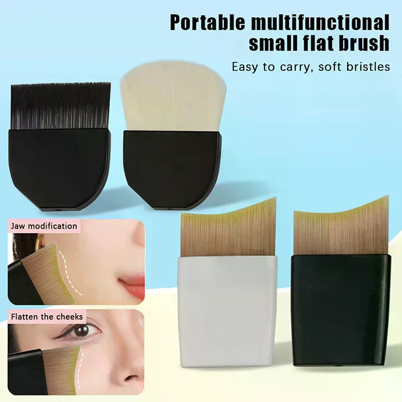 1 Uds. Cepillo de base ultrafino de una línea, cepillo para máscara en forma de media luna, mango corto, cerdas suaves y esponjosas, herramienta de belleza profesional