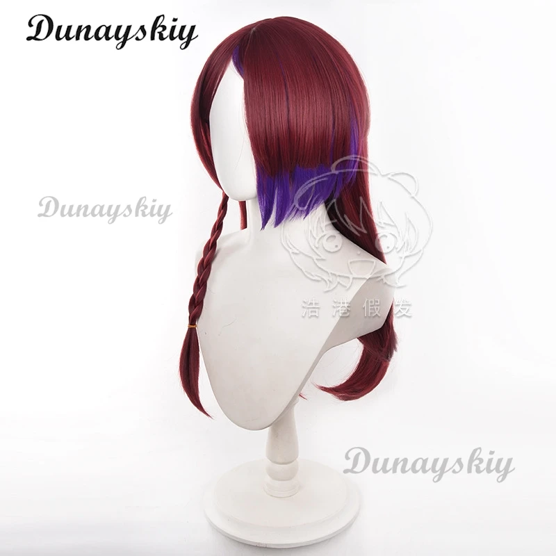 Genshin Impact Chasca Cosplay Wig Red Long Hair Braids Natlan Halloween Party for Women Girls Role Play Accessory Props